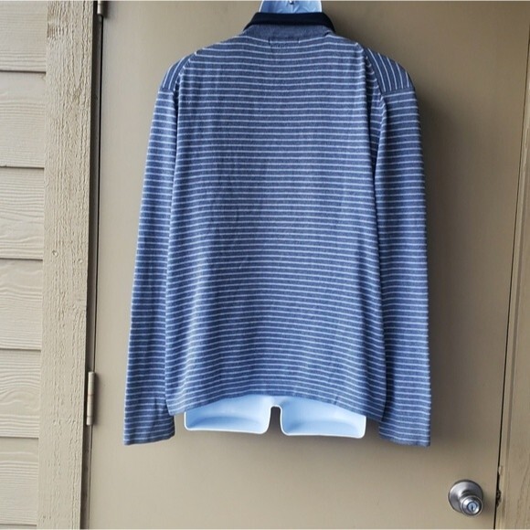 Banana Republic Mens Blue Striped 1/4 Zip Mens Pima Cotton Long Sleeve Sweater - Picture 6 of 10